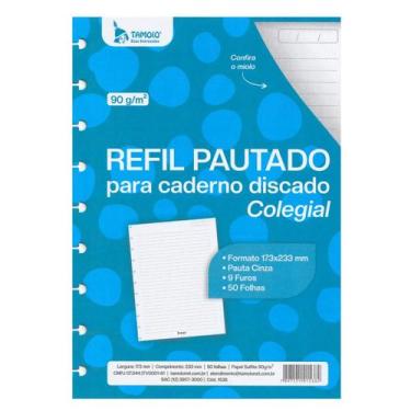 Imagem de Refil pautado colegial 90g para caderno discado 50 folhas  - Tamoio
