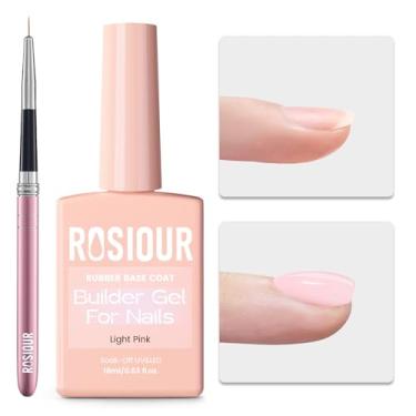 Imagem de HEMA Verniz de gel construtor de base de borracha livre de TPO, gel de cor base rosa claro para extensão de unhas/fortalecimento/construção de ápice com pincel de delineador de unhas, manicure de