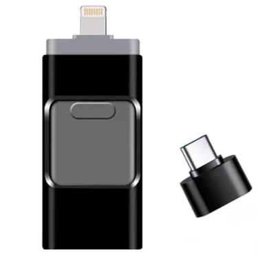 Imagem de Flash Drive de 512 GB para iPhone, destinado a celular, tablet, Android, telefone e computadores, bastão de foto 4 em 1, disco rígido externo para armazenamento de backup de telefone, preto