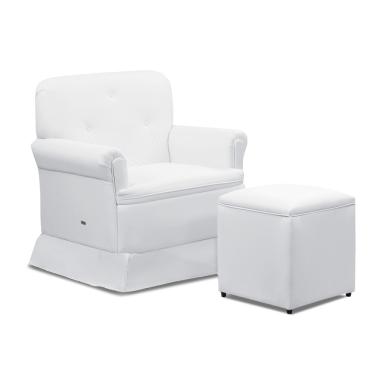 Imagem de Poltrona de Amamentação Base Balanço e Puff Lígia Sintético Branco E03 - D'Rossi