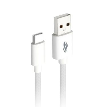 Imagem de Cabo USB Tipo C Branco 1 Metro Celular Carregador Rápido 4.8A