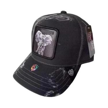 Imagem de Boné Trucker Unissex Ajustável Com Estampa Gradiente De Animais, Respi