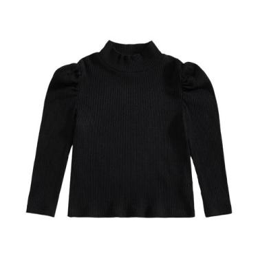Imagem de Blusa De Tricô Gola Alta Canelada Para Bebês Meninas Com Manga Longa B
