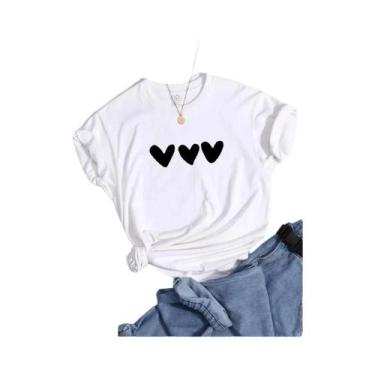 Imagem de Camiseta plus Size Preta Com Coração, Confortável E Macia, Manga Curta