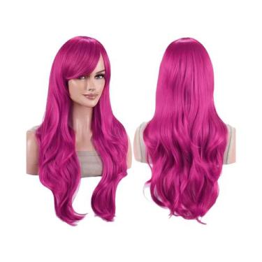Imagem de Peruca Sintética Colorida De 70cm Com Ondas E Franja Para Mulheres, Fa