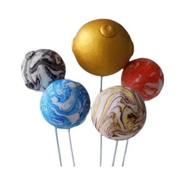 Imagem de Topo De Bolo Infantil Astronauta Foguete Planeta Espaço Estrela Decora