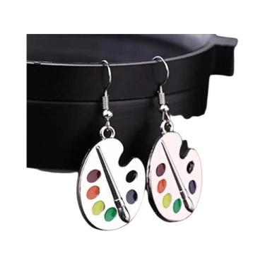 Imagem de Brincos De Moda Feminina Em Formato De Paleta Com Pincel E Tintas De C