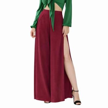 Imagem de Calça Envelope Feminina Fendas Laterais Cintura Alta Tribo Livre, Bord