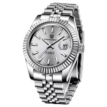 Imagem de Relogio Analógico Masculino Automatico Em Aço Inoxidavel Impermeavel 10 Atm Cinza