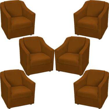 Imagem de Kit 6 Poltronas Decorativa Para Sala Recepção Manicure Barbearia Escri