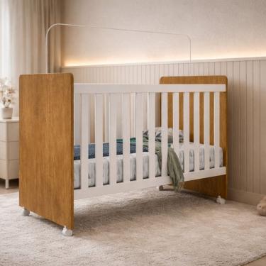 Imagem de Berço Mini Cama 97cm X 132,8cm Catatau New Marrom / Branco