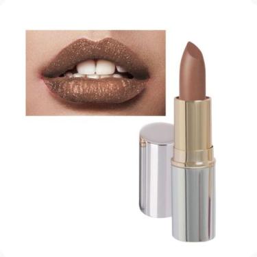 Imagem de Batom Luxo Gold Nude Gold Matte Cintilante Brilhoso Viva Luxo ODORATA 