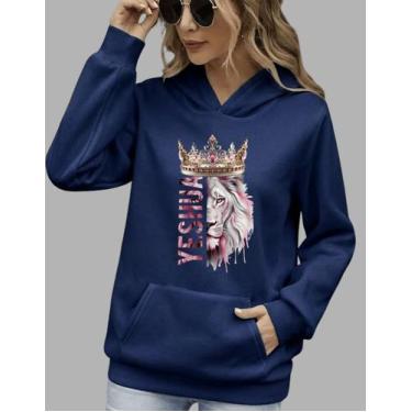 Imagem de Blusa De Frio Feminina Yeshua Moletom Cristão, Azul, Marinho, M