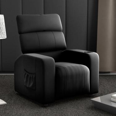 Imagem de Poltrona Reclinável Pilos Para Descanso Veludo Inca Preto Mais de Casa