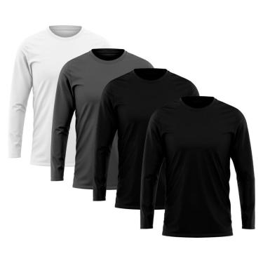 Imagem de Kit 4 Camisetas Masculina Manga Longa Algodão Premium-Masculino