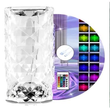 Imagem de Luminária Noturna Infantil Luminária de Acrílico LED RGB Recarregável 16 Cores com Cont...