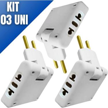Imagem de Kit 03 Adaptador Tomada T Articulado 10a 20a Bivolt 110v 220v Para Tomada 02 E 03 Pinos...