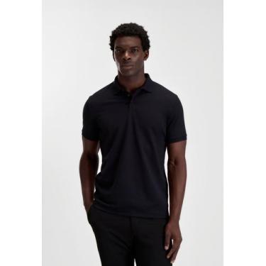 Imagem de Polo docthos slim manga curta malha tricot texturizada, 003 preto, M