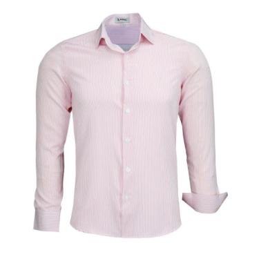 Imagem de Camisa Social Amil Masculina Slim Manga Longa Listrada Sem Bolso 1876,