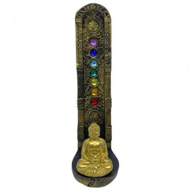 Imagem de Incensario Dourado 7 Chakras Buda Dourado 22 cm - Lua Mistica