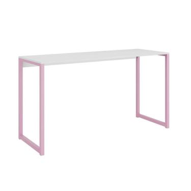 Imagem de Mesa Escrivaninha Industrial Desk 90 Color Quarto Escritório Branco Rosa