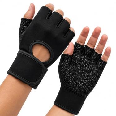 Imagem de Luva Treino Academia Musculação Adulto Unissex Fitness - Para Esportes Crossfit Ajustável Munhequeira Par Antiderrapante Resistente Confortável Compressão Respirável Protetor Elástica Exercícios