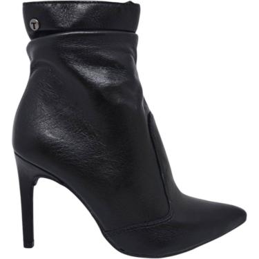 Imagem de Bota Feminina Casual Passeio Festa em Couro Bico Fino Salto Alto Fino Cano Baixo Tanara...