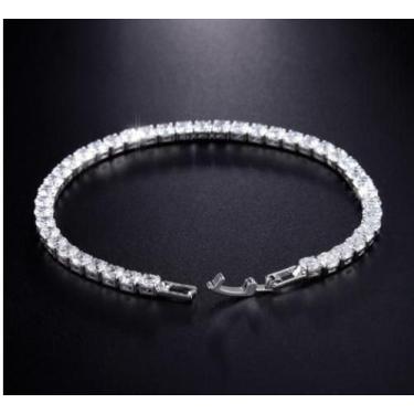 Imagem de Pulseira Riviera Banhada Prata Zircônia Brilhante Feminina Festa - MS 