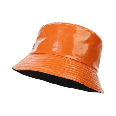 Imagem de Chapéu Bucket Unissex Impermeável De Couro PU Estilo Hip-Hop Brilhante