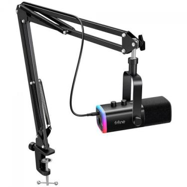 Imagem de Microfone Gamer Fifine AM8T, RGB, USB/XLR, Preto, Com Braço Articulado