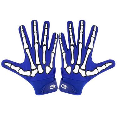 Imagem de Luvas de futebol americano Super Sticky Grip azuis, adulto, tamanho P 