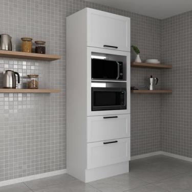 Imagem de Torre Quente 2 Nichos para Forno e Microondas 70cm Grazi MDF Branco - 