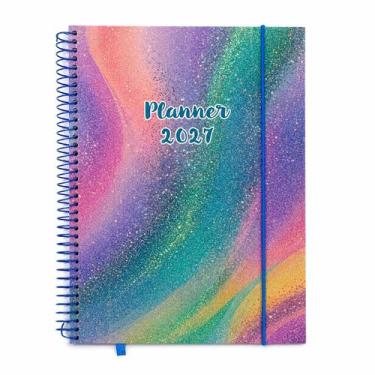 Imagem de Agenda Planner Espiral 2027 Capa Dura Glitter - - INTERPONTE, Azul