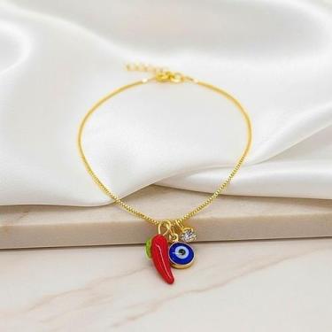 Imagem de Tornozeleira veneziana pimenta e olho - ALBAA JOIAS, Dourado, Dourado