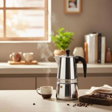 Imagem de Cafeteira Italiana Inox 6 Xícaras Premium Café Espresso - fratelli