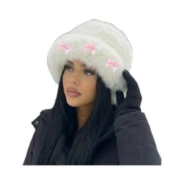 Imagem de Gorros Femininos Quentes E Peludos Estilo Coreano Cor Sólida Outono In