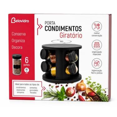 Imagem de Porta-Condimentos Giratório com 6 Potes para Temperos BK - Belakaza