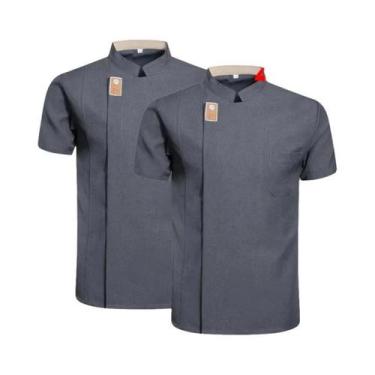 Imagem de Jaqueta De Chef Unissex Para O Verão, Camisa De Cozinha, Uniforme De G