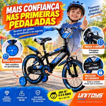 Imagem de Bicicleta Infantil Aro 16 Com Rodinhas V-Brake Pro Aventura - Uni Toys