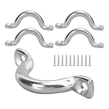 Imagem de Keenso Alça de olho de almofada de aço inoxidável, 5 peças de canoa de caiaque para aparelhamento de barco, fivelas de aço inoxidável acessórios de caiaque (10 mm), remo de barco