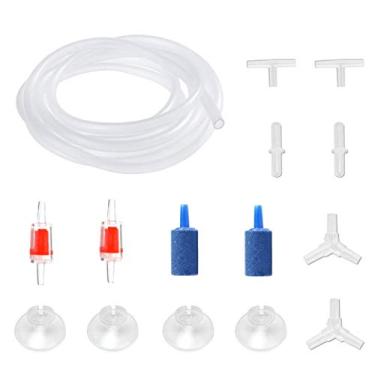 Imagem de DeKago Kit de acessórios de bomba de ar para aquário com tubulação transparente padrão de 203 cm, pedras de ar, válvulas de retenção, ventosas e conectores para aquário