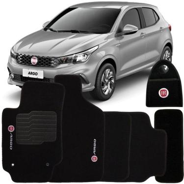 Imagem de Jogo Tapete Automotivo Carpete + Lixeira Fiat Argo 2017 à 2019 Soft Logo Bordado 6 Peças
