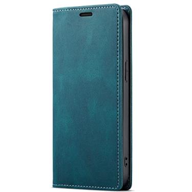 Imagem de GSYH Capa carteira para iPhone 13 Mini/13/13 Pro/13 Pro Max, Capa flip magnética de couro PU com capa interna de proteção TPU à prova de choque com bloqueio de RFID, Azul, 13pro max 17 cm