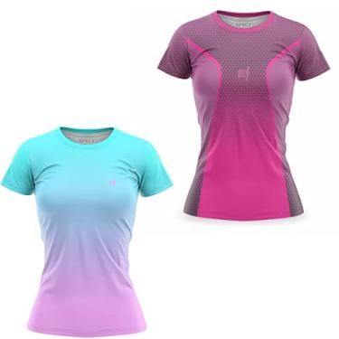 Imagem de Kit 2 Blusa Feminina Academia Fitness Camiseta Dry fit Leve e confortável para Corrida treino Ginástica (M)