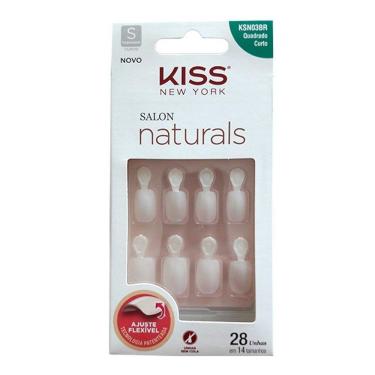 Imagem de Unhas Postiças Kiss New York Salon Natural Curto Quadrada Com Abas