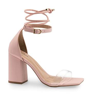 Imagem de Sandália Modarpe Salto Bloco Grosso Vinil Feminina B17 Cor:Rosa;Tamanho:39
