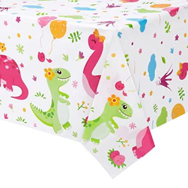 Imagem de WERNNSAI Toalha de mesa para festa de dinossauro - Artigos de festa para meninas aniversário, 2 Pack