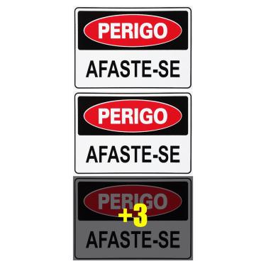 Imagem de Combo 6 Placas De Sinalização Perigo Afaste-se 30x20 Acesso - S-218/1 F9e