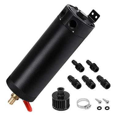 Imagem de PTNHZ RACING Universal 3/8" NPT Billet Alumínio Baffled 2-Port Oil Catch Can Tanque com filtro de respiração Motor Mini Separador de Óleo