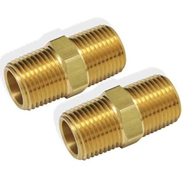 Imagem de Boeray 2 peças Adaptador de ajuste de tubo de latão macho para macho NPT Convert, 3/8" NPT male x 3/8" NPT male-2pcs, 3/8"